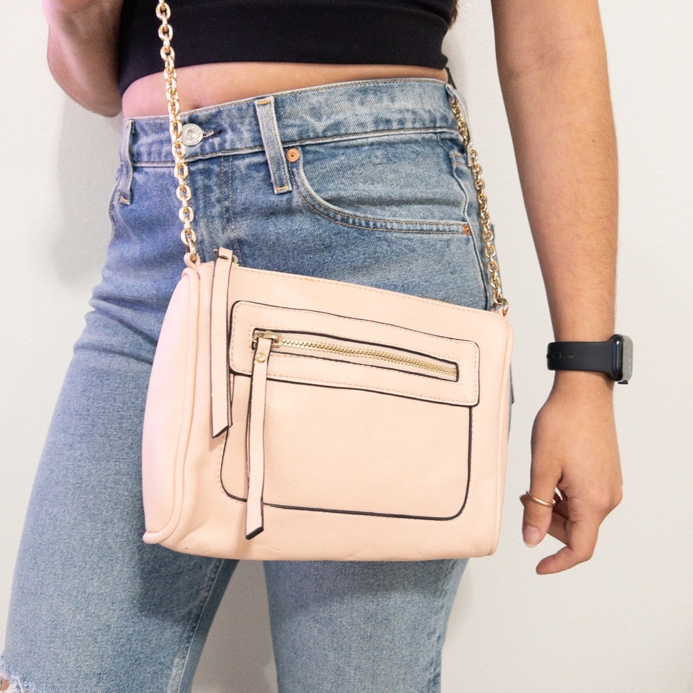 Forever21 Pale Pink Crossbody Bag with Gold Chain